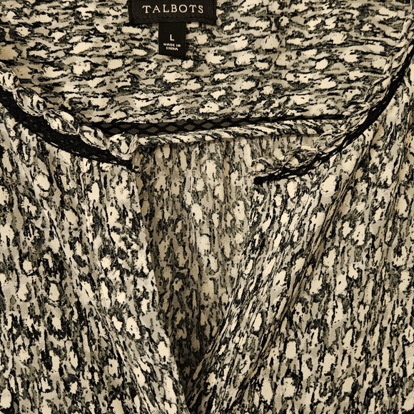 Talbots Black and White Speckled Long Sleeve Blouse - Picture 2 of 3